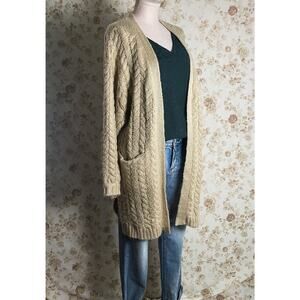 Listicle Tan Knitted Baggy Duster Open Cardigan. Size m/l. EUC.
